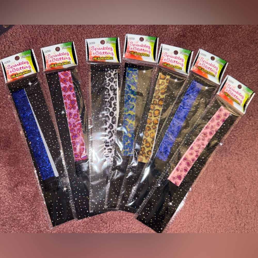Colorful Glitter Headbands Set - will receive 7 random headbands total